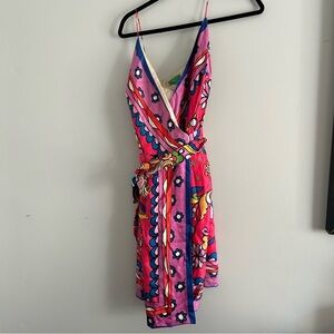 Tibi Wrap Silk Boho Floral Dress